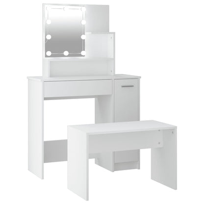Set Tavolo Da Toeletta Bianco Con Led In Legno Multistrato Talpa