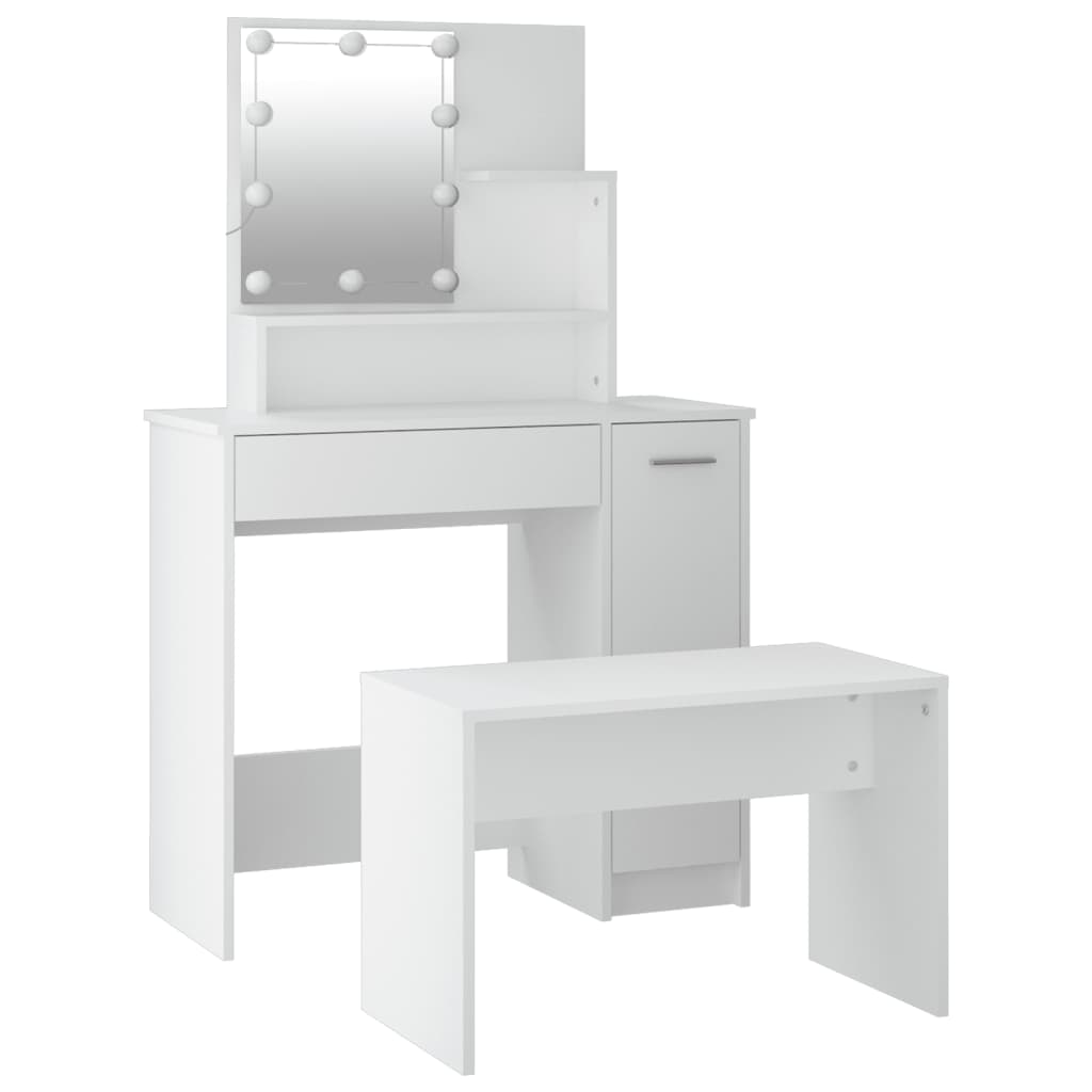 Set Tavolo Da Toeletta Bianco Con Led In Legno Multistrato Talpa