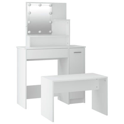 Set Tavolo Da Toeletta Bianco Con Led In Legno Multistrato Talpa