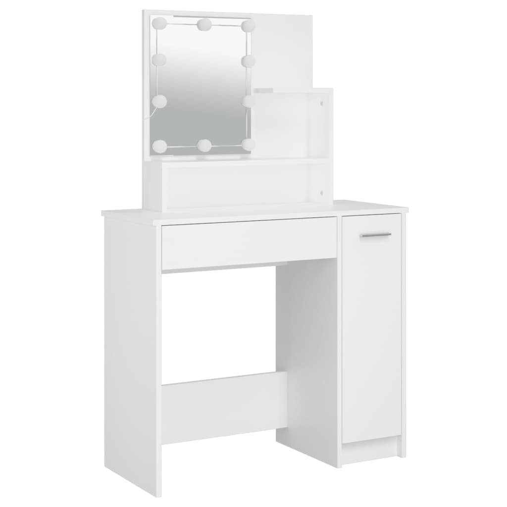 Set Tavolo Da Toeletta Bianco Con Led In Legno Multistrato Talpa