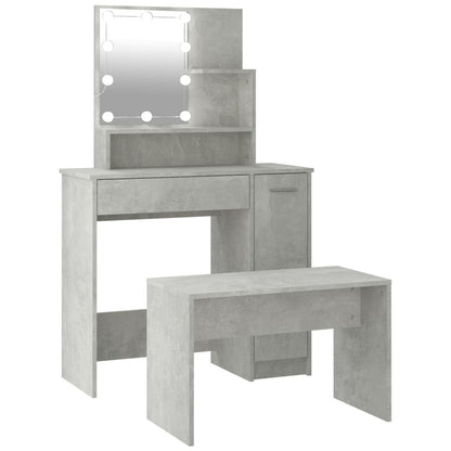 Set Tavolo Da Toeletta Grigio Cemento Con Led Legno Multistrato Talpa