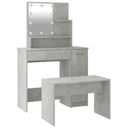 Set Tavolo Da Toeletta Grigio Cemento Con Led Legno Multistrato Talpa