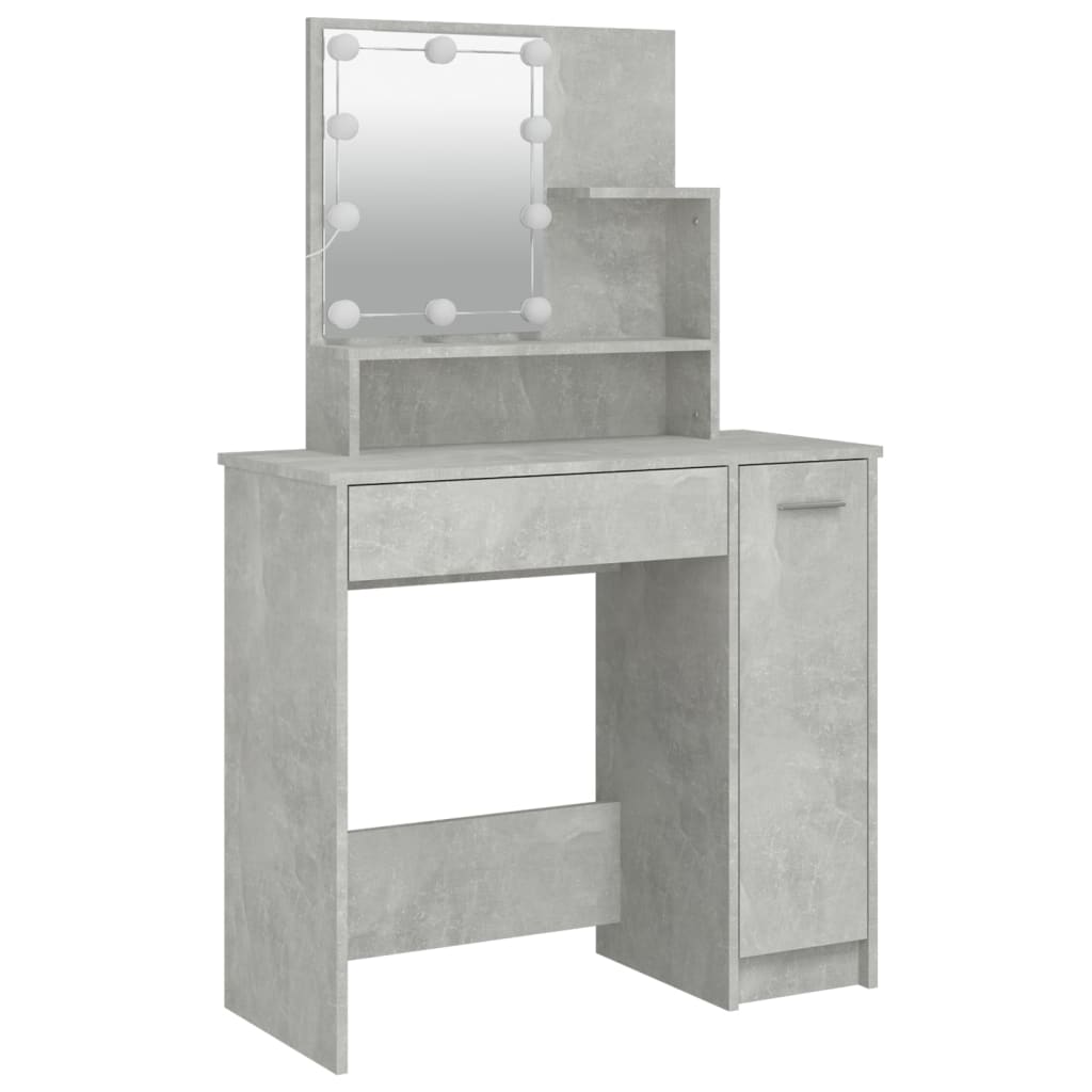Set Tavolo Da Toeletta Grigio Cemento Con Led Legno Multistrato Talpa