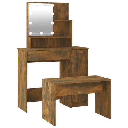 Set Tavolo Da Toeletta Con Led Rovere Fumo In Legno Multistrato Talpa