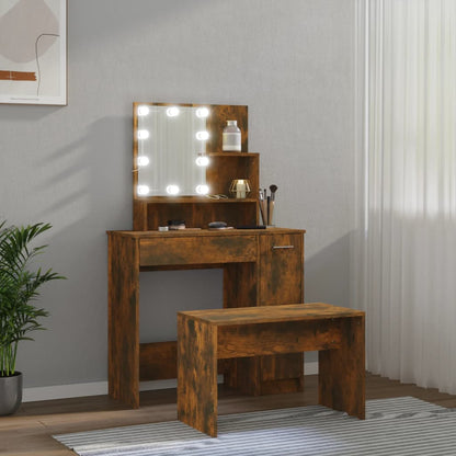 Set Tavolo Da Toeletta Con Led Rovere Fumo In Legno Multistrato Talpa