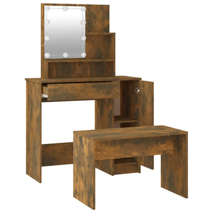 Set Tavolo Da Toeletta Con Led Rovere Fumo In Legno Multistrato Talpa