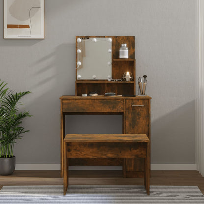Set Tavolo Da Toeletta Con Led Rovere Fumo In Legno Multistrato Talpa