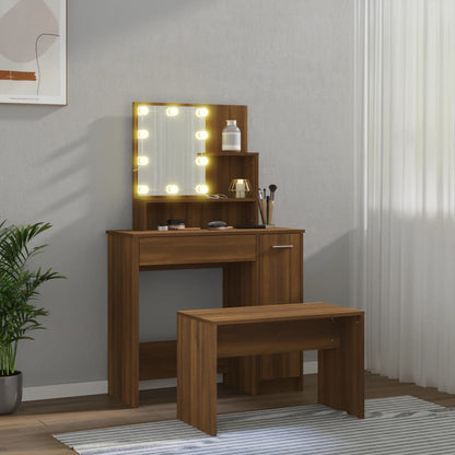 Set Tavolo Da Toeletta Con Led Rovere Marrone Legno Multistrato Talpa