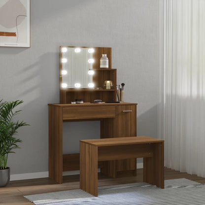 Set Tavolo Da Toeletta Con Led Rovere Marrone Legno Multistrato Talpa