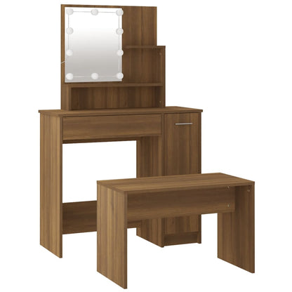 Set Tavolo Da Toeletta Con Led Rovere Marrone Legno Multistrato Talpa
