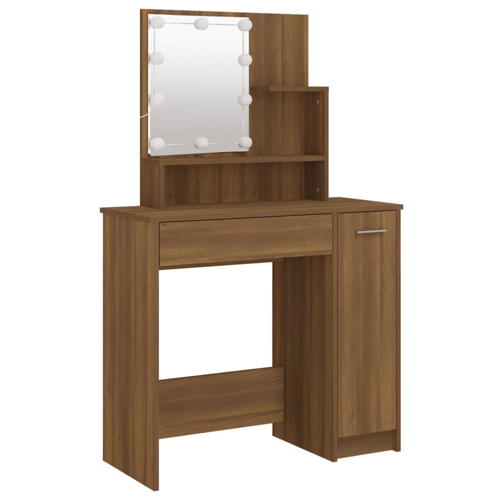 Set Tavolo Da Toeletta Con Led Rovere Marrone Legno Multistrato Talpa