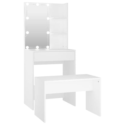 Set Tavolo Da Toeletta Bianco Con Led In Legno Multistrato Talpa