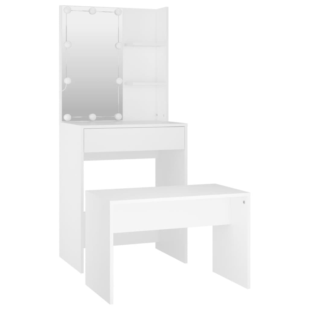 Set Tavolo Da Toeletta Bianco Con Led In Legno Multistrato Talpa