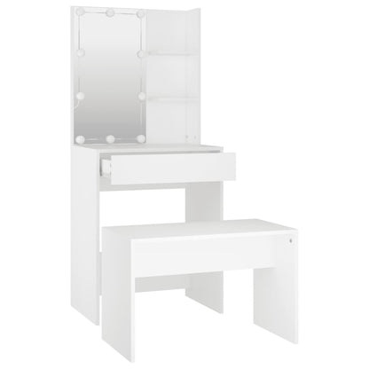 Set Tavolo Da Toeletta Bianco Con Led In Legno Multistrato Talpa