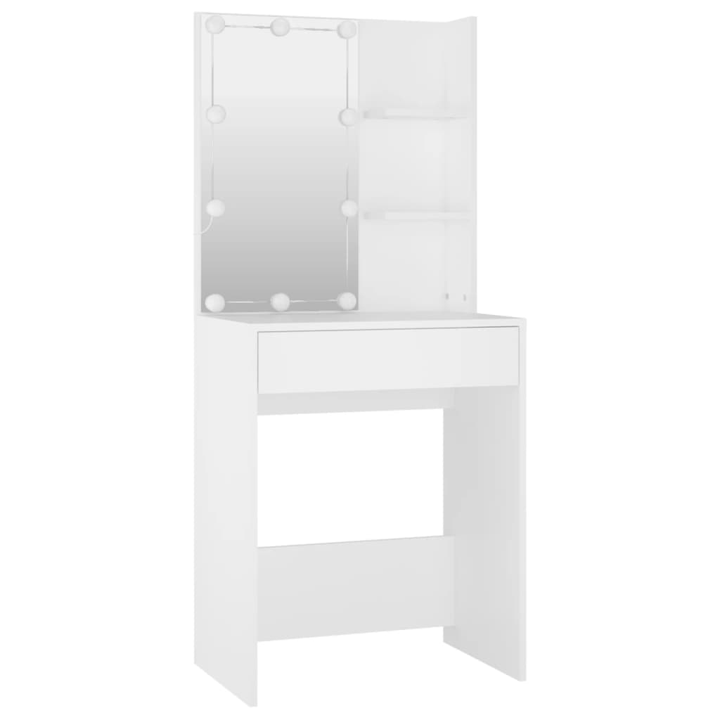 Set Tavolo Da Toeletta Bianco Con Led In Legno Multistrato Talpa