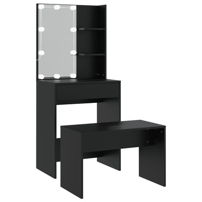 Set Tavolo Da Toeletta Con Led Nero In Legno Multistrato Talpa