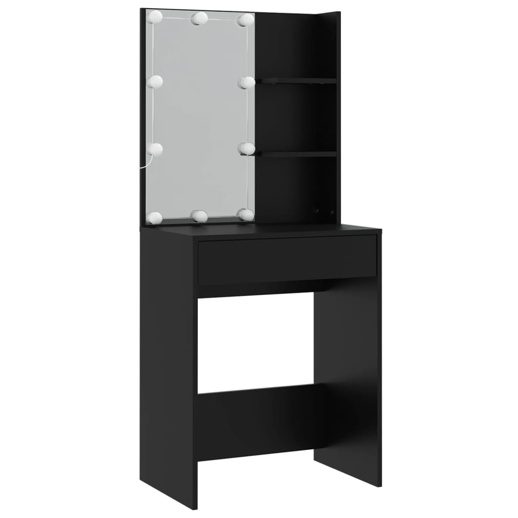 Set Tavolo Da Toeletta Con Led Nero In Legno Multistrato Talpa