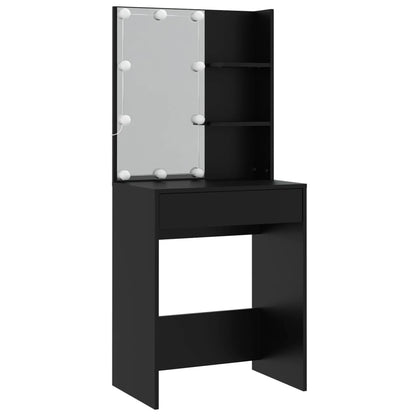Set Tavolo Da Toeletta Con Led Nero In Legno Multistrato Talpa