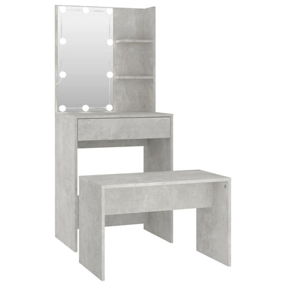 Set Tavolo Da Toeletta Grigio Cemento Con Led Legno Multistrato Talpa