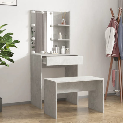 Set Tavolo Da Toeletta Grigio Cemento Con Led Legno Multistrato Talpa