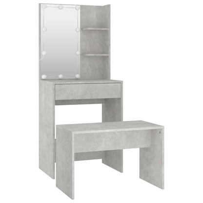 Set Tavolo Da Toeletta Grigio Cemento Con Led Legno Multistrato Talpa