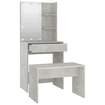 Set Tavolo Da Toeletta Grigio Cemento Con Led Legno Multistrato Talpa