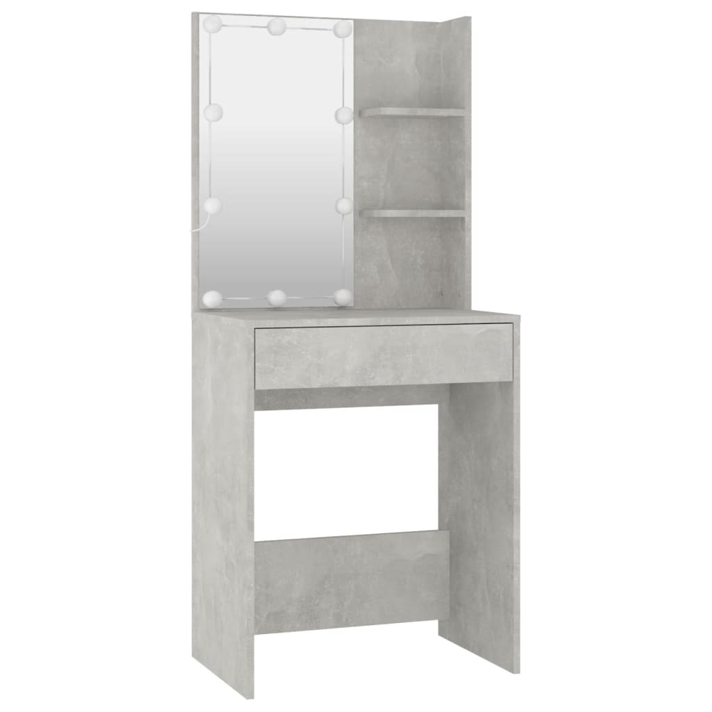 Set Tavolo Da Toeletta Grigio Cemento Con Led Legno Multistrato Talpa