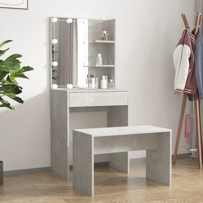 Set Tavolo Da Toeletta Grigio Cemento Con Led Legno Multistrato Talpa