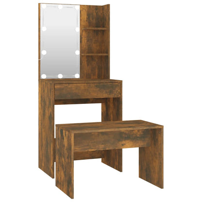 Set Tavolo Da Toeletta Con Led Rovere Fumo In Legno Multistrato Talpa