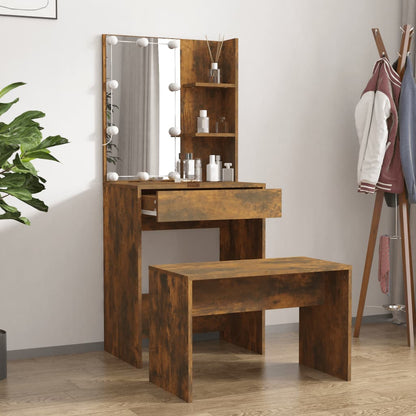 Set Tavolo Da Toeletta Con Led Rovere Fumo In Legno Multistrato Talpa