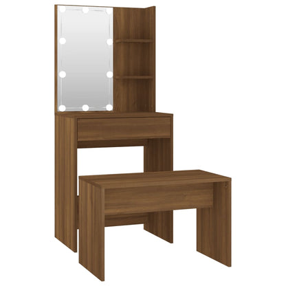 Set Tavolo Da Toeletta Con Led Rovere Marrone Legno Multistrato Talpa