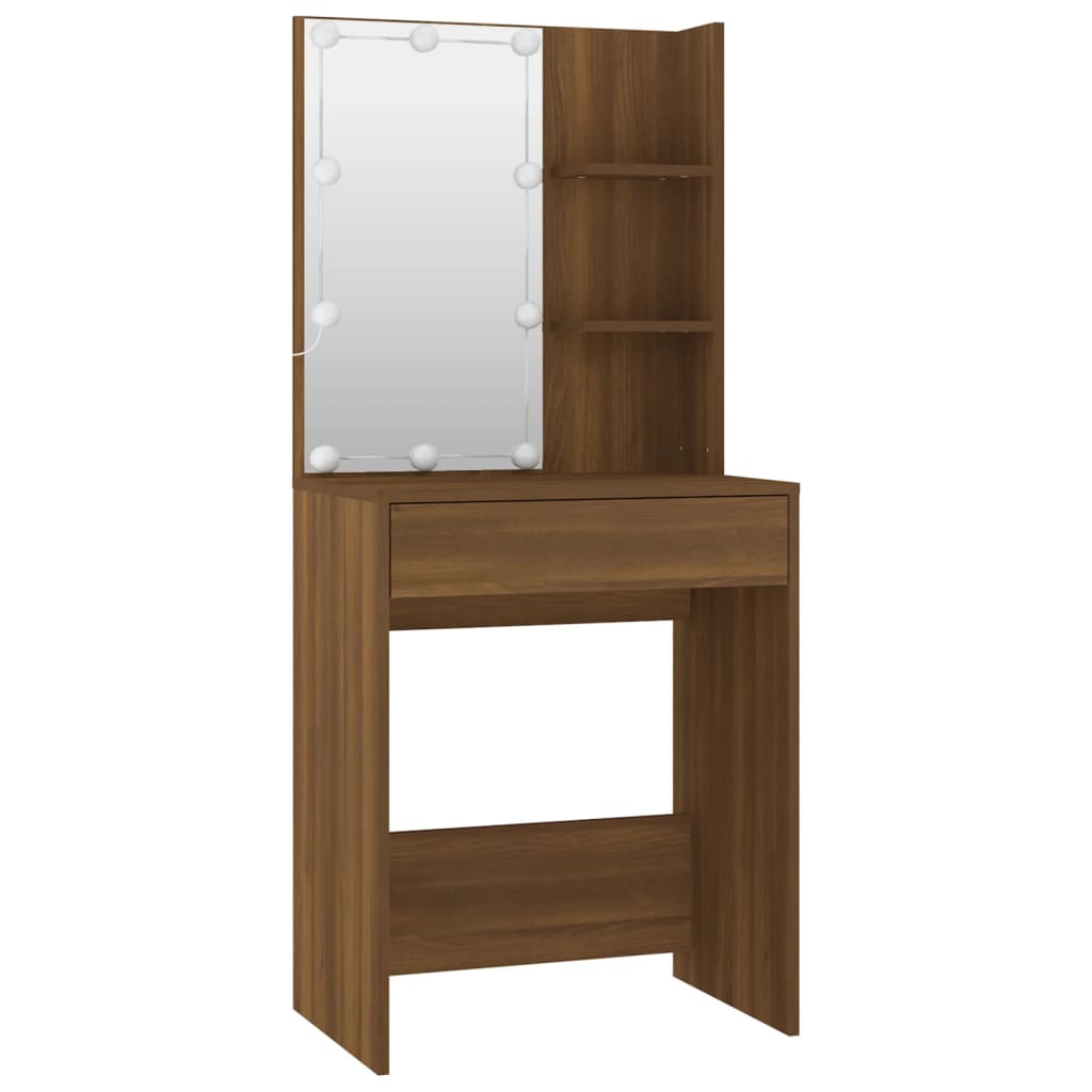 Set Tavolo Da Toeletta Con Led Rovere Marrone Legno Multistrato Talpa