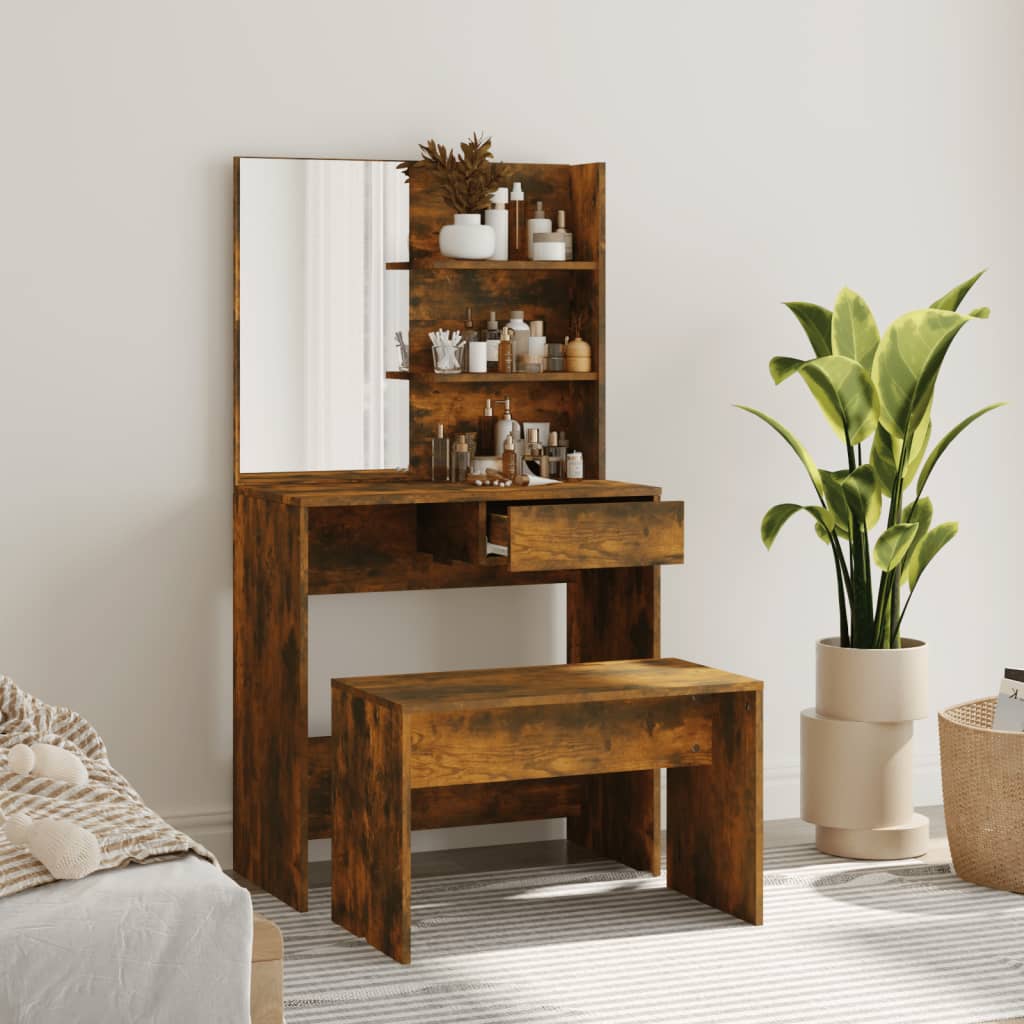 Set Tavolo Da Toeletta In Legno Multistrato