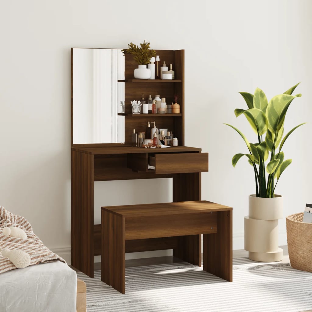 Set Tavolo Da Toeletta In Legno Multistrato