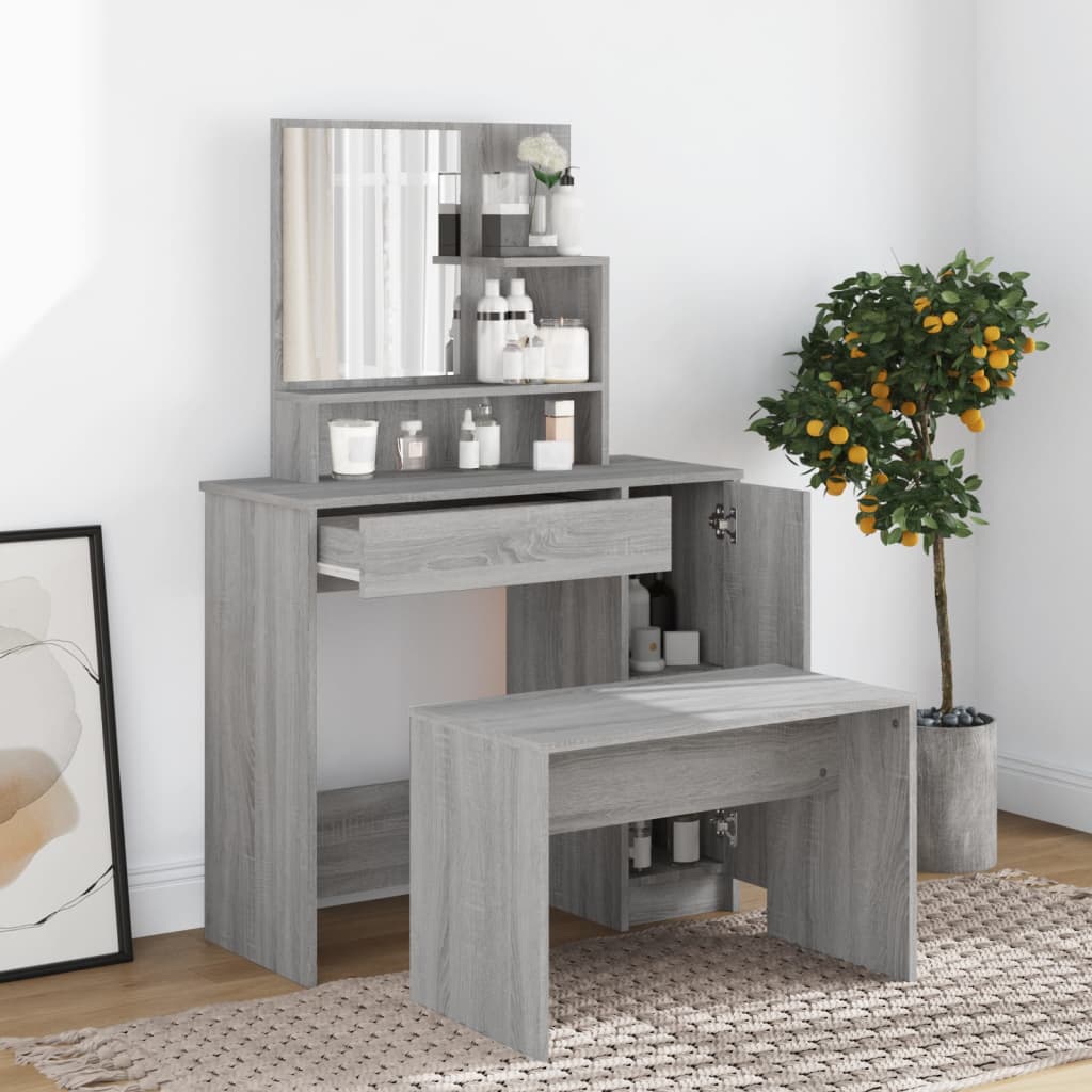 Set Tavolo Da Toeletta In Legno Multistrato