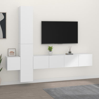 Set Mobile Tv 5 Pz Montato A Parete In Truciolato