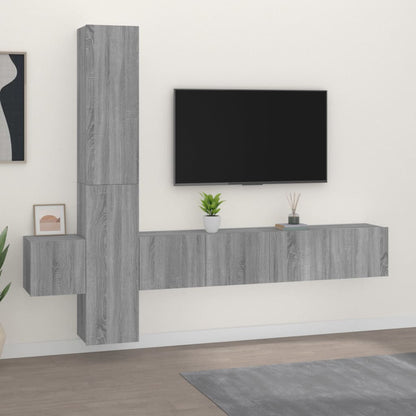 Set Mobile Tv 5 Pz Montato A Parete In Truciolato