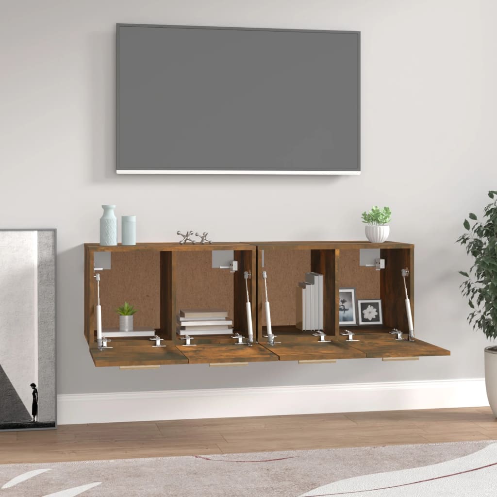 Mobili Parete 2 Pz 60X36,5X35 Cm Legno Multistrato Rovere Fumo