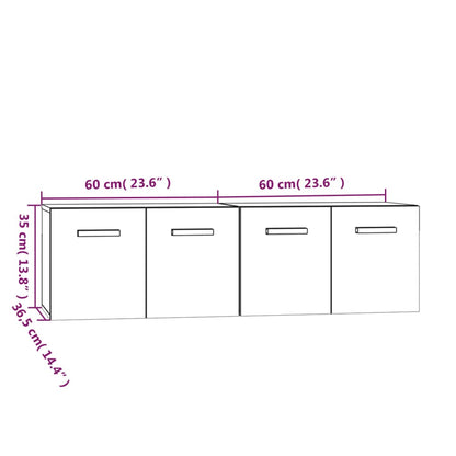 Mobili Parete 2 Pz 60X36,5X35 Cm Legno Multistrato Rovere Fumo