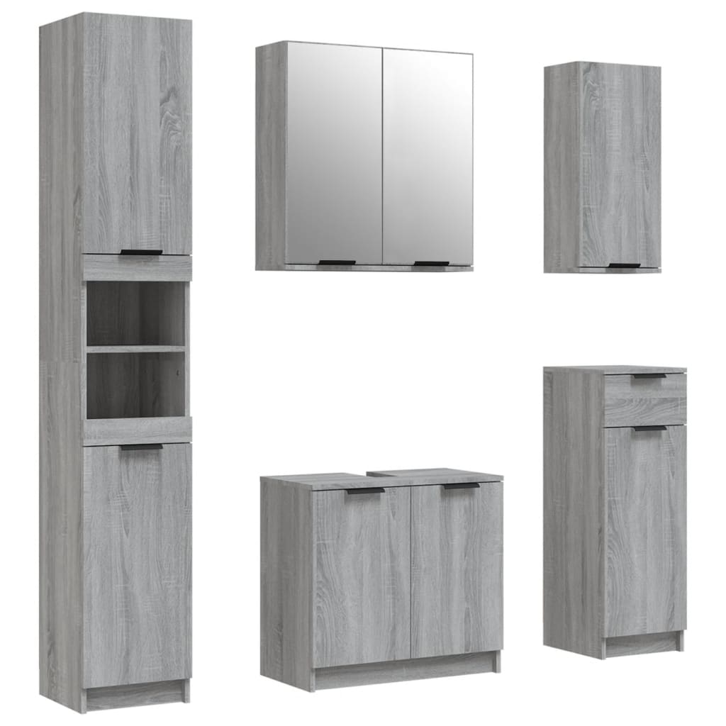 Set Mobili Da Bagno 5 Pz In Legno Multistrato
