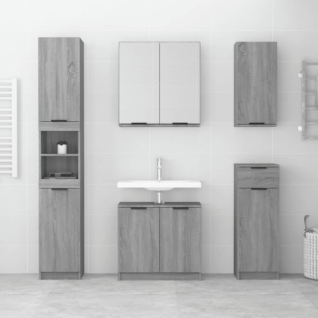 Set Mobili Da Bagno 5 Pz In Legno Multistrato