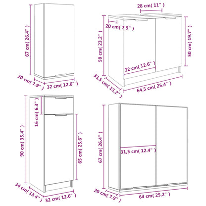 Set Mobili Da Bagno 5 Pz In Legno Multistrato