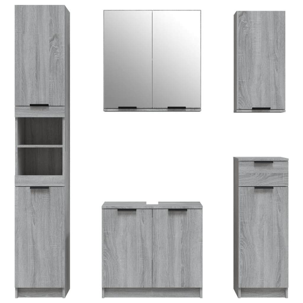 Set Mobili Da Bagno 5 Pz In Legno Multistrato
