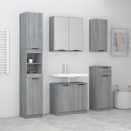 Set Mobili Da Bagno 5 Pz In Legno Multistrato