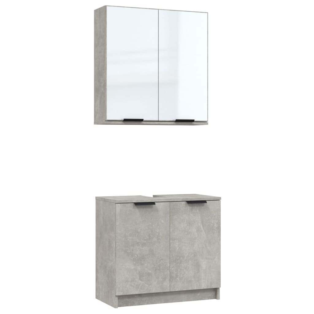Set Di Mobili Da Bagno 2 Pz Grigio Cemento In Legno Multistrato