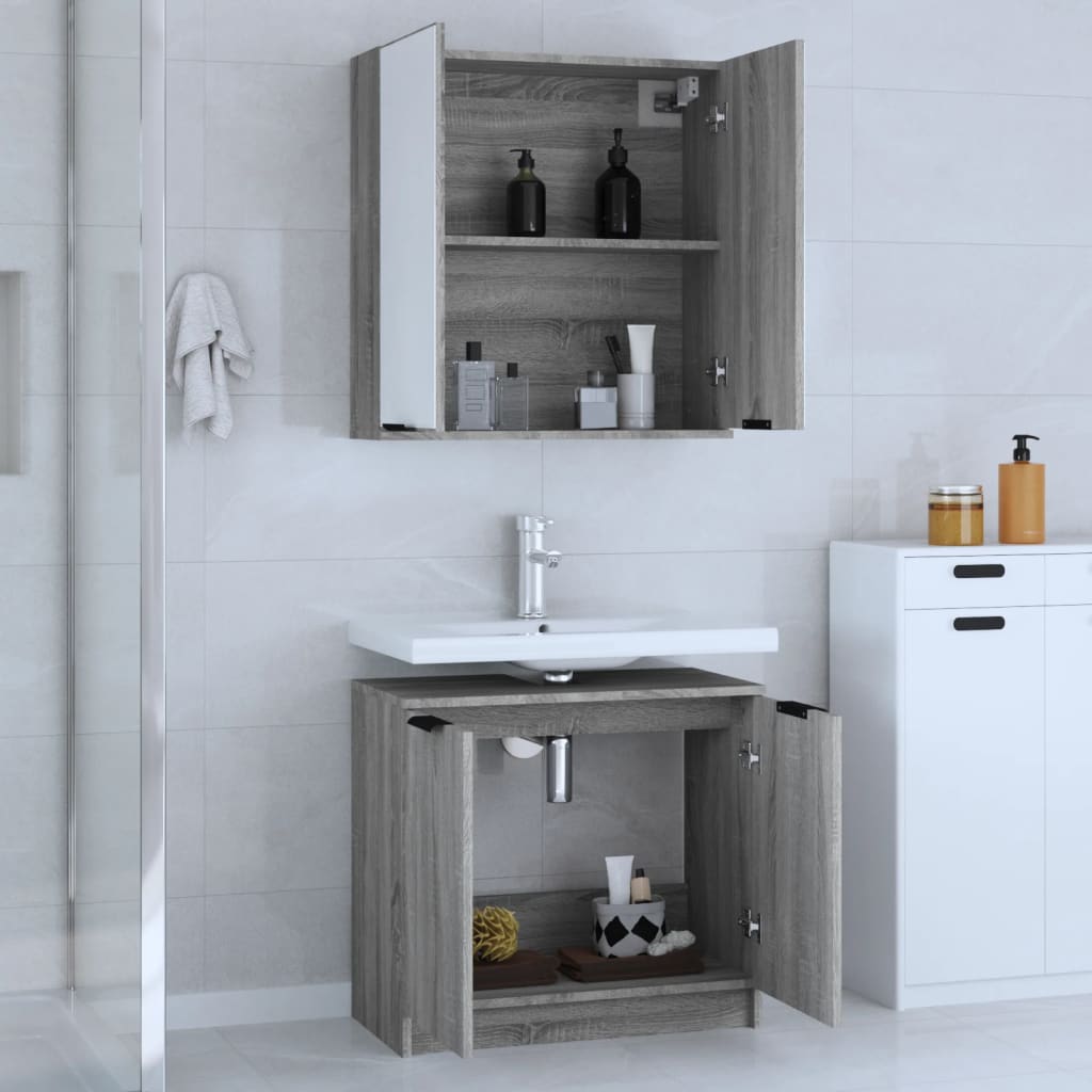 Set Mobili Da Bagno 2 Pz In Legno Multistrato