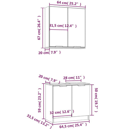 Set Mobili Da Bagno 2 Pz In Legno Multistrato