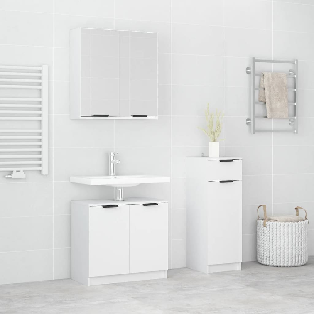 Set Di Mobili Da Bagno 3 Pz In Legno Multistrato