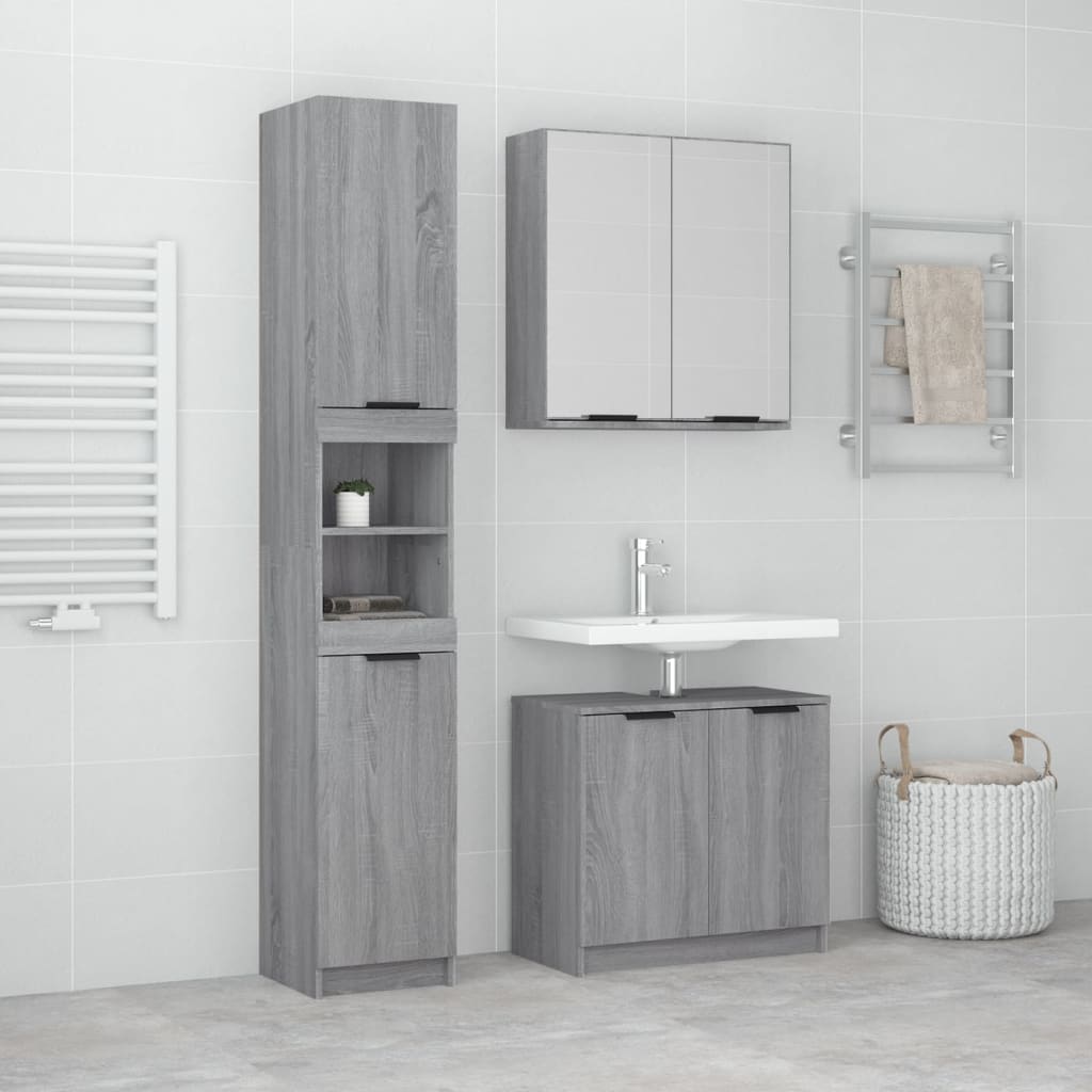 Set Mobili Da Bagno 3 Pz In Legno Multistrato
