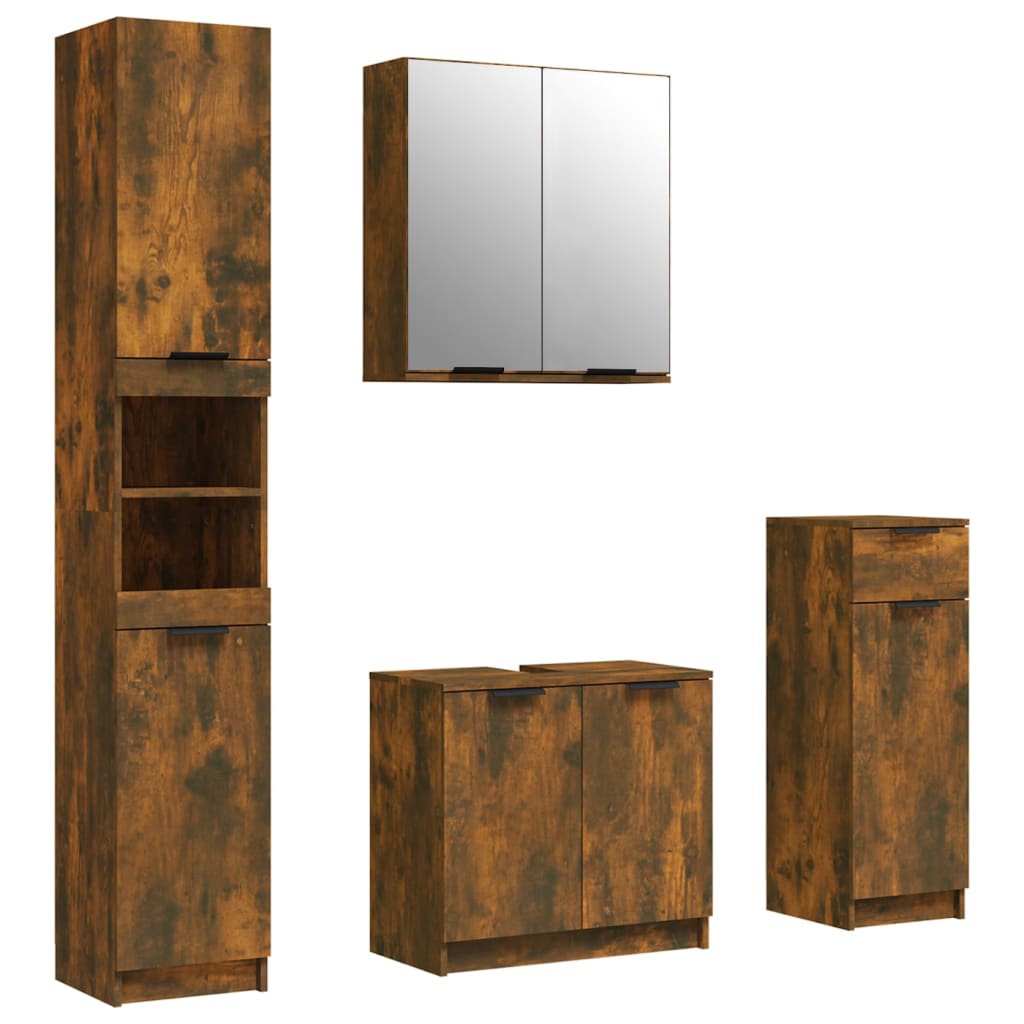 Set Mobili Da Bagno 4 Pz In Legno Multistrato